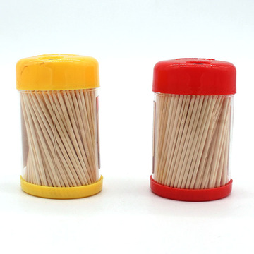 Bamboo toothpicks plastic toothpick containers